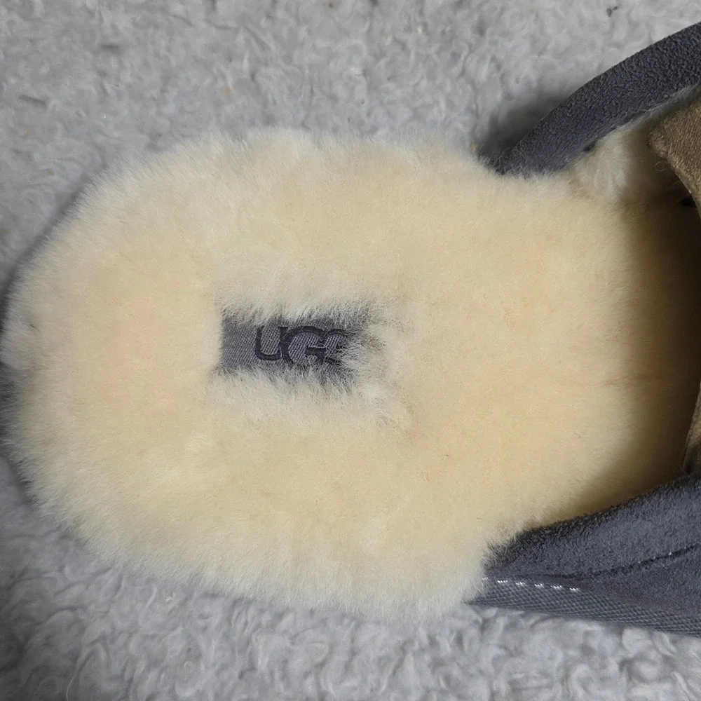 UGG Scuff Slipper Slide Shoes Gray‎ Suede Sheepskin Lined Mens 12 NIB
